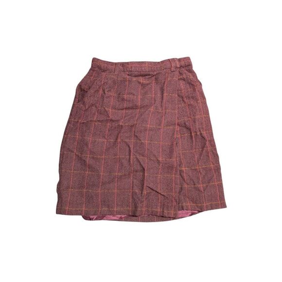 LL Bean Vintage Wool Blend Wrap Skirt  Reg Red Plaid Modest Women's 12 - Picture 1 of 5